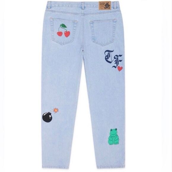 Teddy Fresh Doodle Jeans NWT Sz 26 denim colorful trendy jeans - Picture 1 of 11